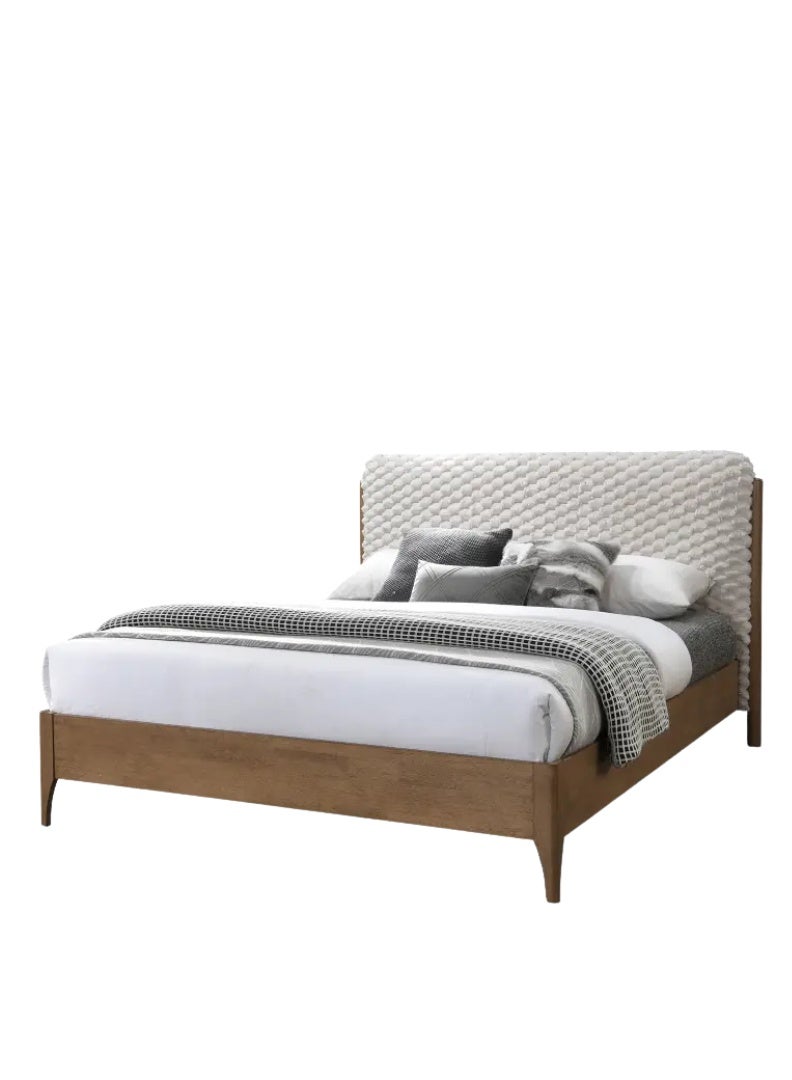 ROYALOAK Milan Italian King Bed, Upholstered Headboard, Patterned Design, Center Support, Sturdy Wooden Frame, Modern Durable Bed - Image 3