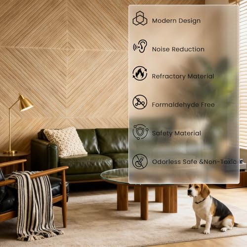 NAMAII Acoustic Wall Panels, 8 pcs 23.6" x 23.6" – Wood-Pattern Polyester Fiber Sound Absorbing & Soundproof 3D Peel & Stick Panels for Recording Studio, Home Theater, Office, Meeting Room Décor (31 sq ft) - Image 4