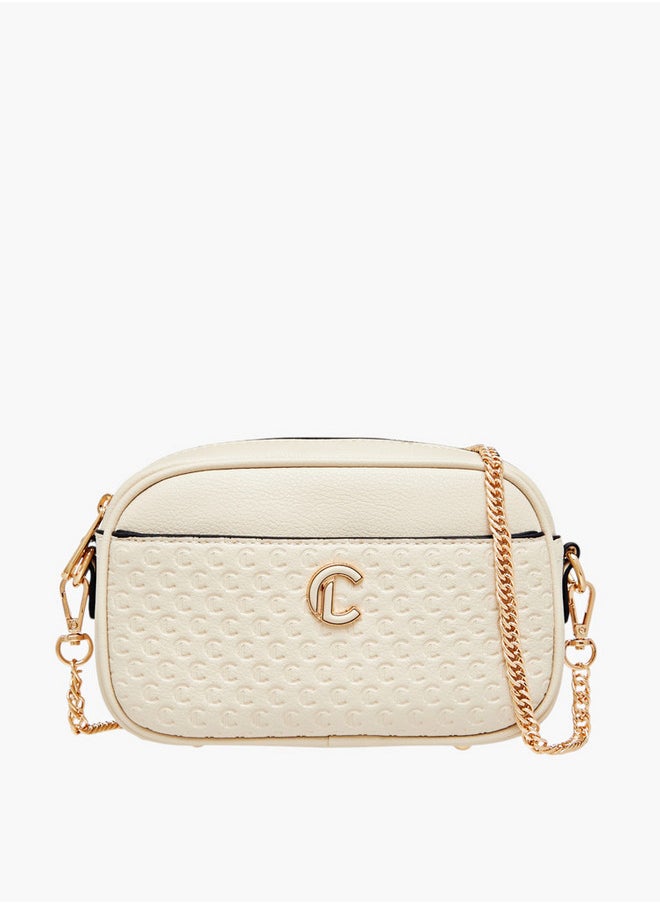 Le Confort Monogram Embossed Crossbody Bag with Zip Closure and Chain Strap  - Image 1