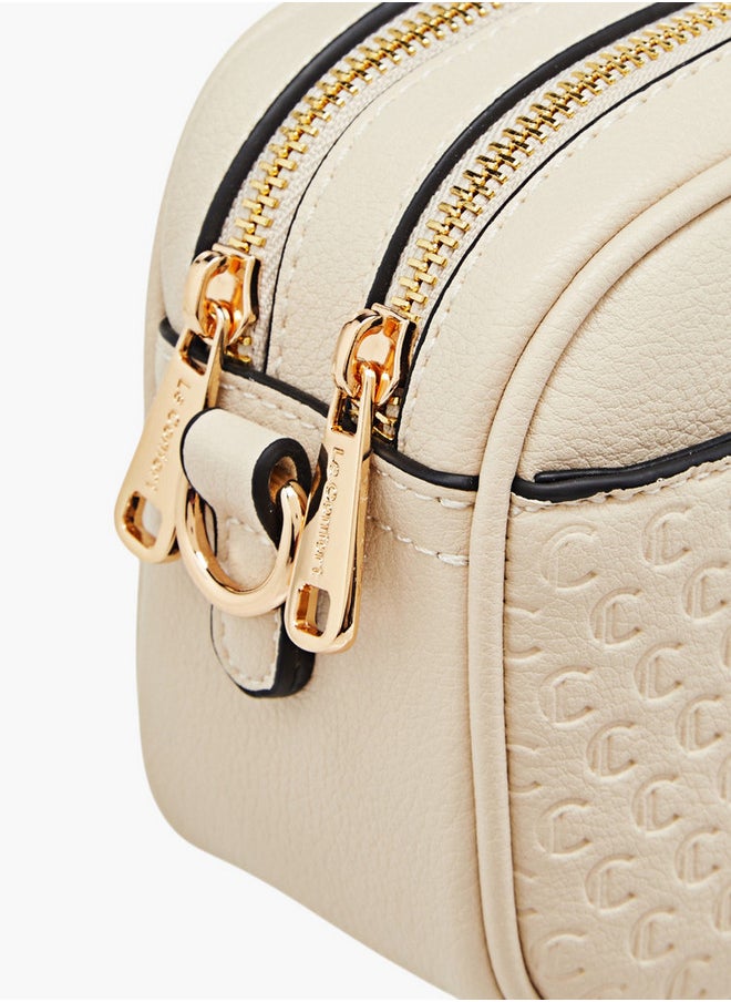 Le Confort Monogram Embossed Crossbody Bag with Zip Closure and Chain Strap  - Image 5
