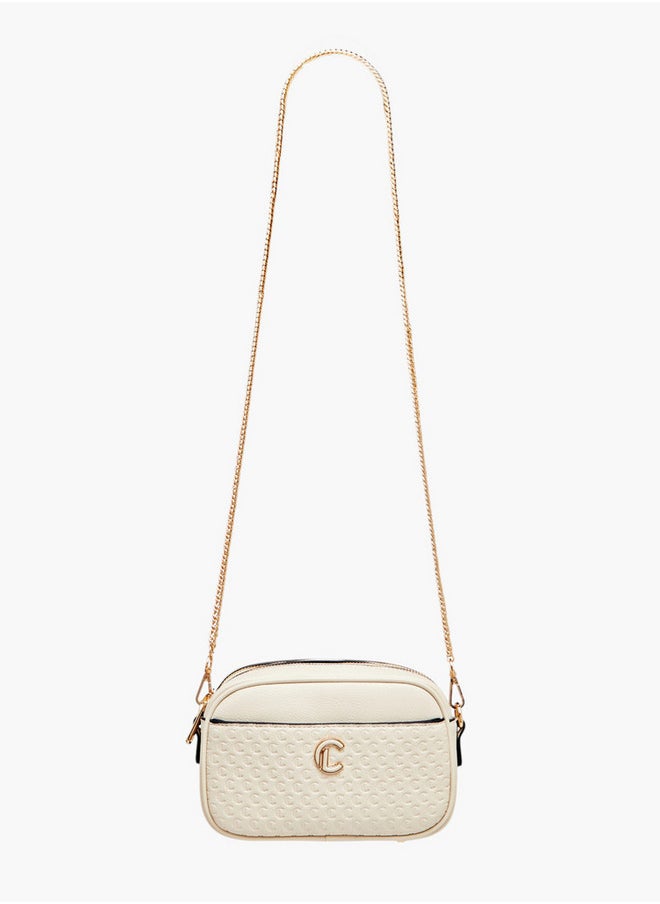 Le Confort Monogram Embossed Crossbody Bag with Zip Closure and Chain Strap  - Image 2