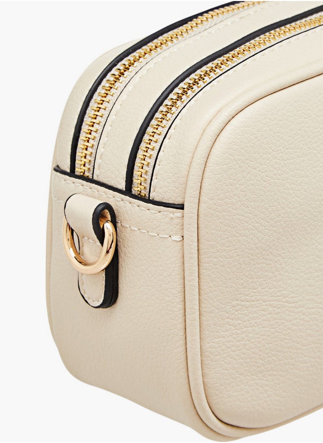 Le Confort - Monogram Embossed Crossbody Bag with Zip Closure and Chain Strap - Image 1