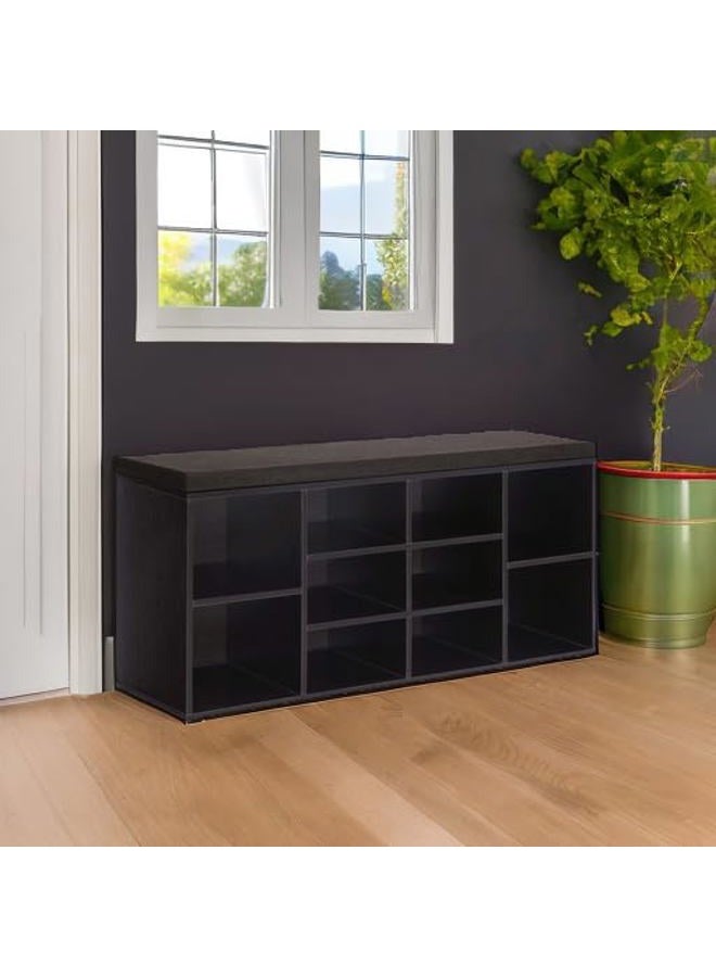 VASAGLE Shoe Bench, Storage Bench, Shoe Rack Bench, Shoe Shelf, Storage Cabinet, 10 Compartments, with Cushion, for Entryway, 40.9 x 11.8 x 18.9 Inches, Espresso and Brown ULHS10BR - Image 5
