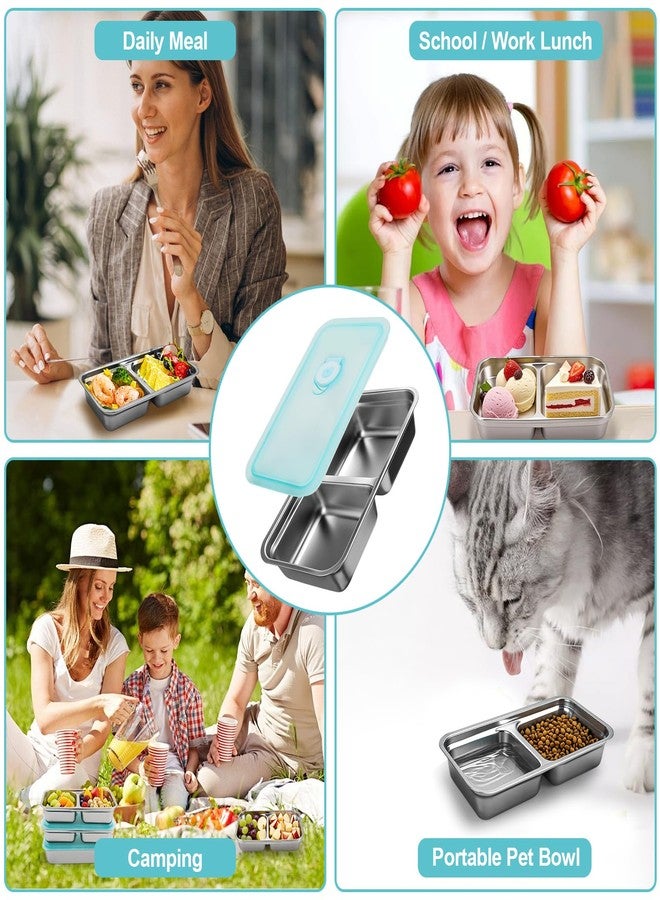 shopwithgreen Stainless Steel Reusable Snack Containers with Lids, Grab and Go Double Compartments Snackle Box Containers, Small Sauce Condiment Containers for Travel,School,Camping, Dishwasher Safe, 4 Pack, 15.2oz - Image 4