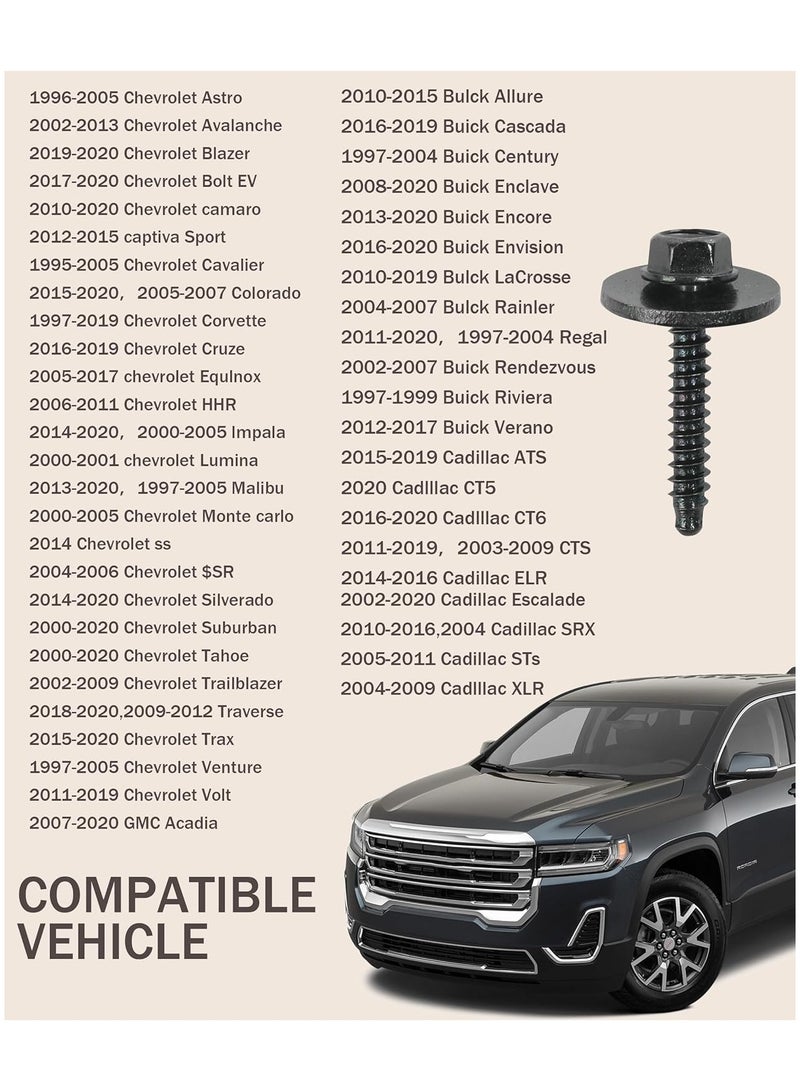 20 PCS Car Bolts,Auto Parts Automotive Bolts,Bumper Cover Splash Shield Fender Liner Bolt,Car Accessories Automotive Fastener Fender Bumper Cover Wheelhouse Bolt Screw,Replace 11570498 - Image 5