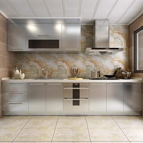 HOME13™ Wallpaper Self Adheisve Silver Brushed Contact Wallpaper Vinyl Removable Waterproof Kitchen Cabinet Countertop (24x100 Inches, Silver Brushed) - Image 5