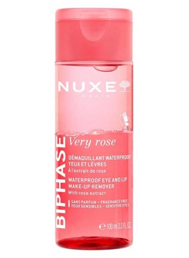 Nuxe Very Rose Biphase Démaquillant Waterproof Yeux et Lèvres 100 ml