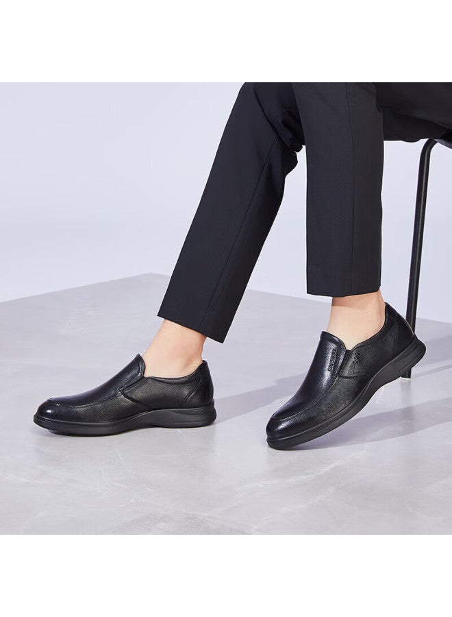 Connell Kangnaikangnaikang Men's Shoes, Spring And Autumn Slip-on Round Toe, Business Casual Leather Shoes, Commuter Simple Cowhide Shoes, Black, Size 38 - Image 3