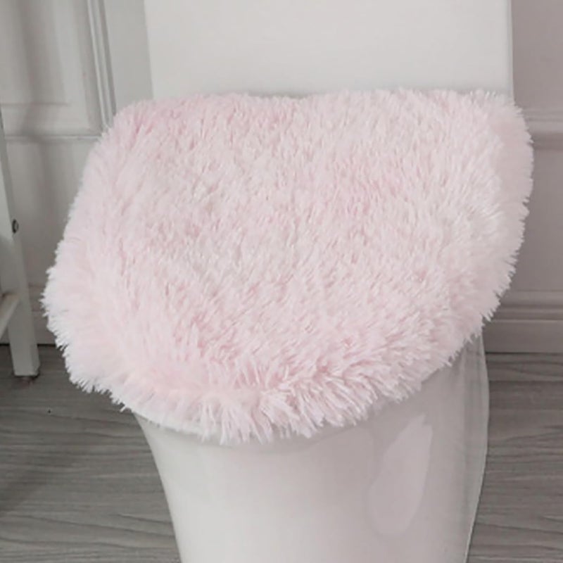 Insun Soft Fluffy Toilet Seat Cover, Washable Absorbent Lid Cover, Adjustable Non Slip Backing for Most Bathroom Toilet Lids Tie-Dyed Pale Pink 17.7" x 19.7" - Image 1