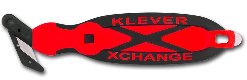 Klever XCHANGE, Box Cutter, Safety Cutter, Utility Knife, SAFETY Knife, Replaceable Head Perfect For Cutting Double Wall Cardboard or Other Thick Material (Red) - Image 1