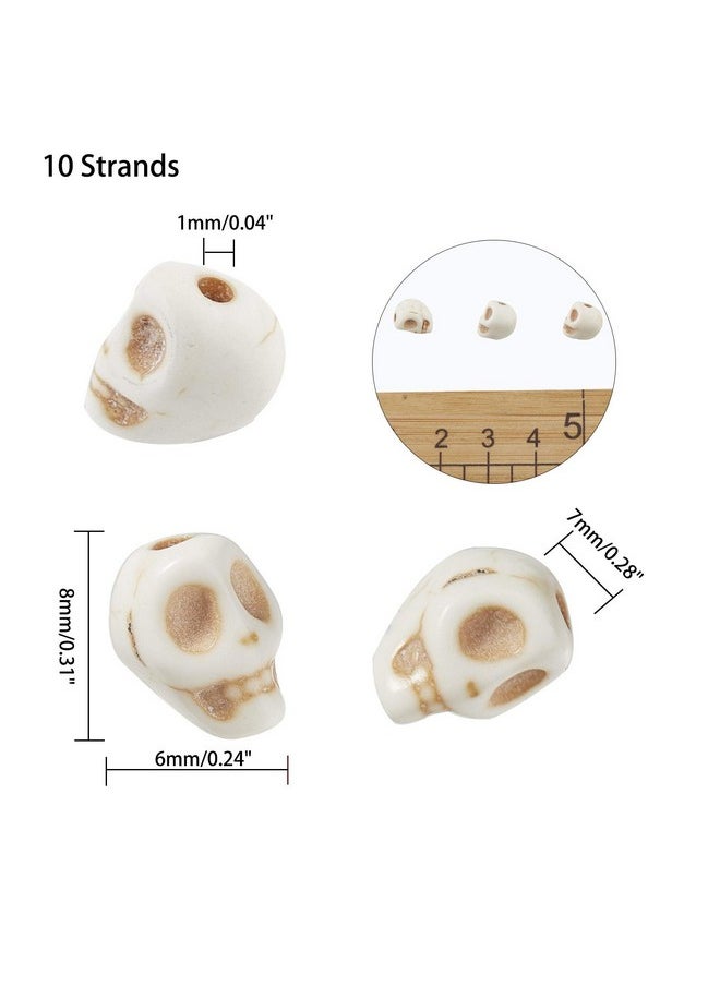 arricraft - About 490 Pcs Skull Beads Creamy White Skull Spacer Beads Synthetic Synthetic Turquoise Bead Strands Skull Shape For Jewelry Making - Image 1