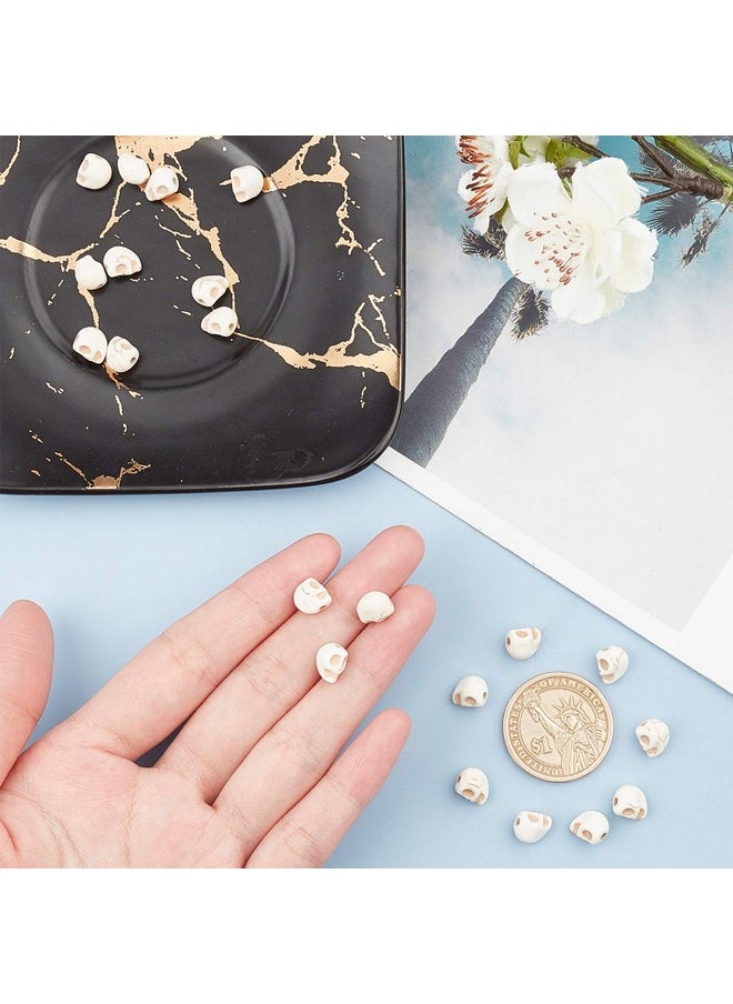 arricraft - About 490 Pcs Skull Beads Creamy White Skull Spacer Beads Synthetic Synthetic Turquoise Bead Strands Skull Shape For Jewelry Making - Image 1