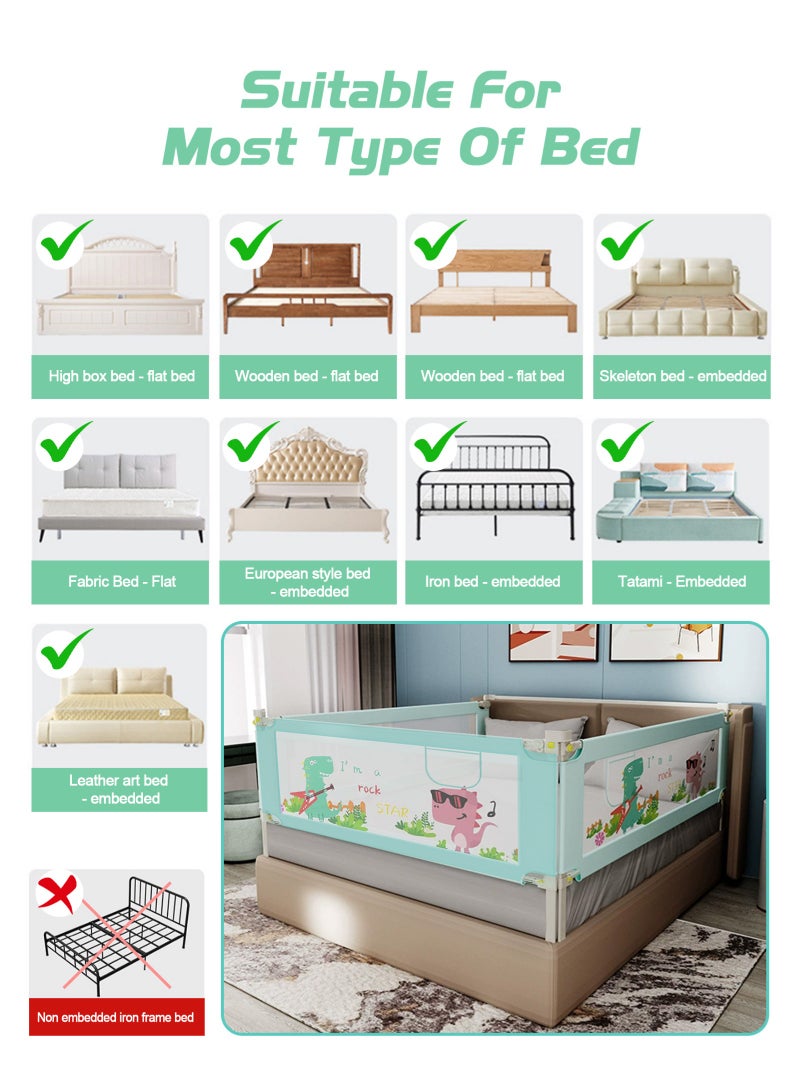URbazaar Bed Rail Guard Barrier for Baby Portable Safety Foldable Adjustable Height Falling Protector Fence Bedrail Single Side for Toddler 180 x 98cm Gray - Image 3