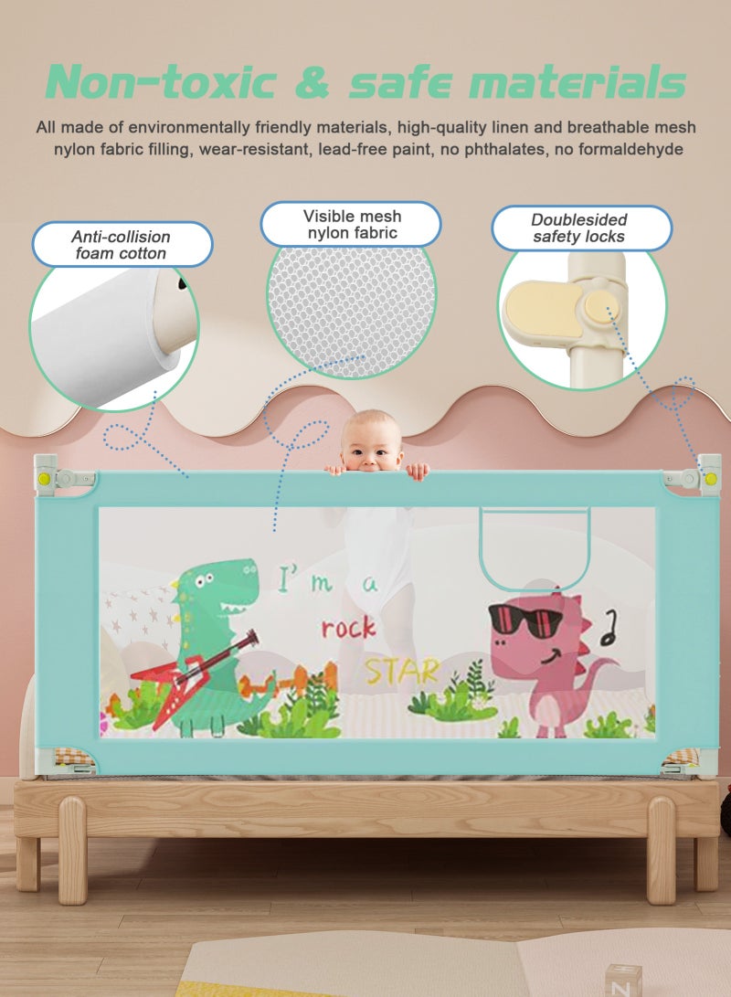 URbazaar Bed Rail Guard Barrier for Baby Portable Safety Foldable Adjustable Height Falling Protector Fence Bedrail Single Side for Toddler 180 x 98cm Gray - Image 5