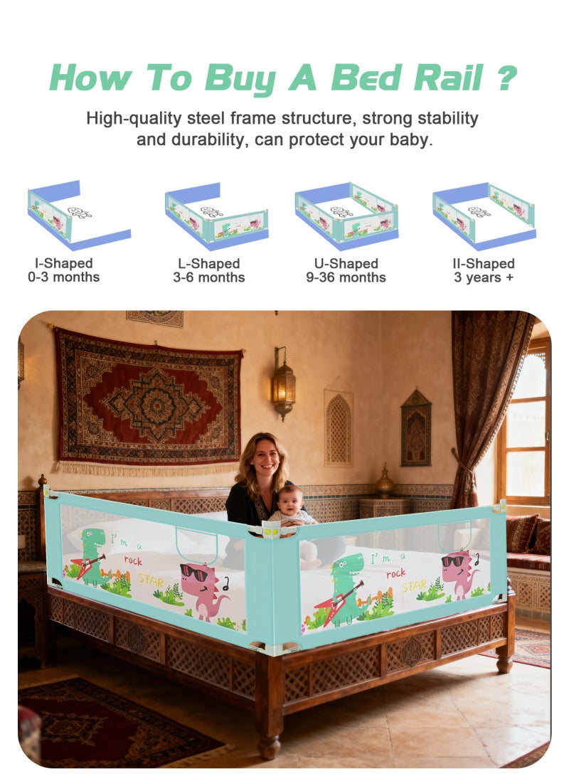 URbazaar Bed Rail Guard Barrier for Baby Portable Safety Foldable Adjustable Height Falling Protector Fence Bedrail Single Side for Toddler 180 x 98cm Gray - Image 4