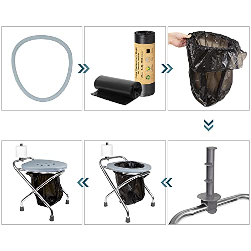 BLIKA Portable Toilet for Camping, 400LBS Stainless Steel Foldable Camp Travel Toilet for Adults, 16-Inch for Truckers, Camping, RV Travel, Road Trips, Outdoor Use - Image 3