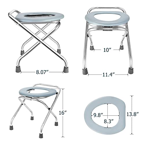 BLIKA Portable Toilet for Camping, 400LBS Stainless Steel Foldable Camp Travel Toilet for Adults, 16-Inch for Truckers, Camping, RV Travel, Road Trips, Outdoor Use - Image 5