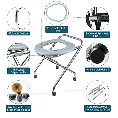 BLIKA Portable Toilet for Camping, 400LBS Stainless Steel Foldable Camp Travel Toilet for Adults, 16-Inch for Truckers, Camping, RV Travel, Road Trips, Outdoor Use - Image 4
