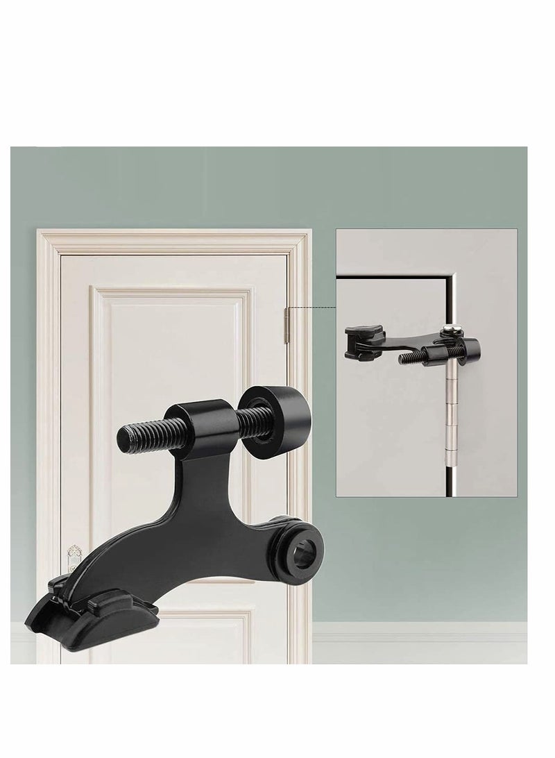 KASTWAVE 4 Pack Hinge Pin Black Door Stopper,  Adjustable Deluxe Heavy Duty Door Stopper 2-1/2"x 1-3/4”,with Black Rubber Bumper Tips - Image 2
