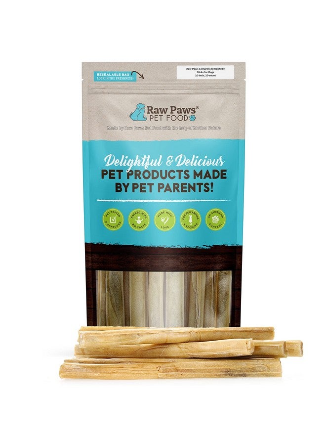 Raw Paws 10Inch Compressed Rawhide Sticks For Dogs, 10Ct  Pressed Rawhide Chews For Large Dogs & Medium Dogs  Safe Hide Rolls  Natural Rawhide Dog Chew Long Lasting For Aggressive Chewers - Image 1