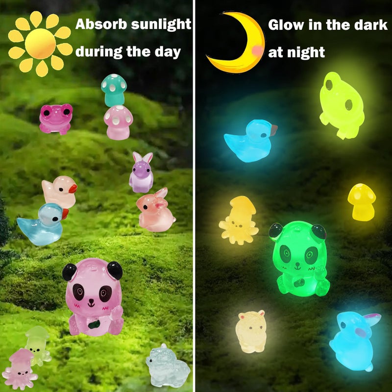 ROYFACC Easter Gifts Easter Basket Stuffers 120Pcs Luminous Mini Resin Animals Tiny Ducks Glow in The Dark Miniature Figures for Dollhouse Micro Garden Landscape Aquarium Decor - Image 2