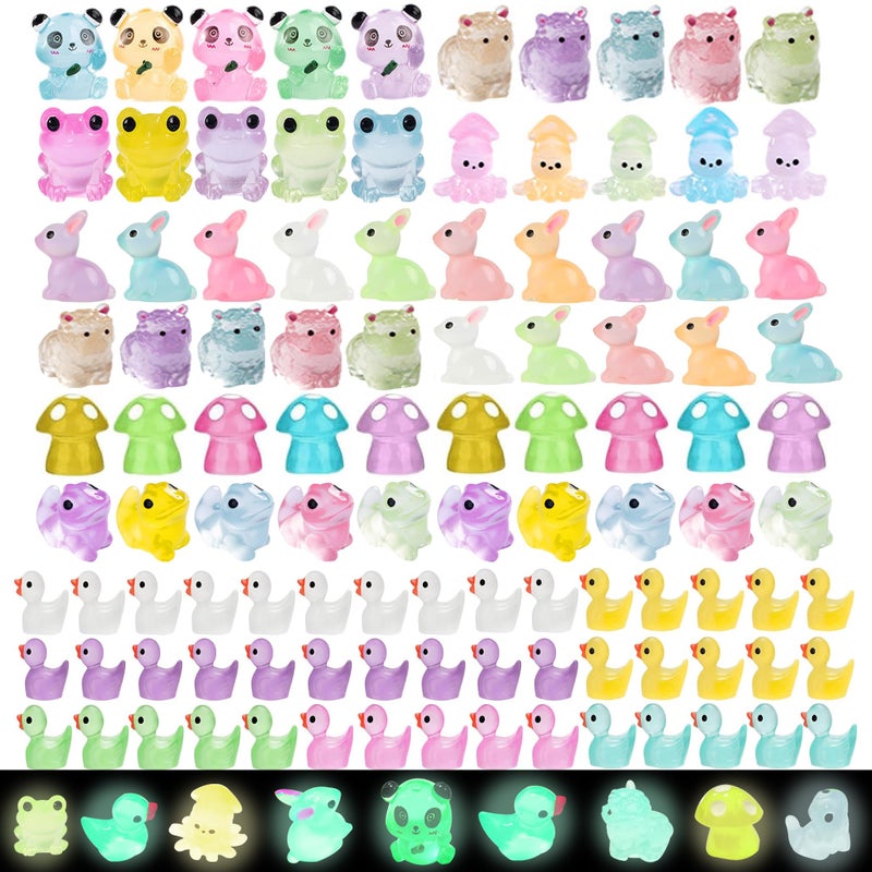ROYFACC Easter Gifts Easter Basket Stuffers 120Pcs Luminous Mini Resin Animals Tiny Ducks Glow in The Dark Miniature Figures for Dollhouse Micro Garden Landscape Aquarium Decor - Image 1