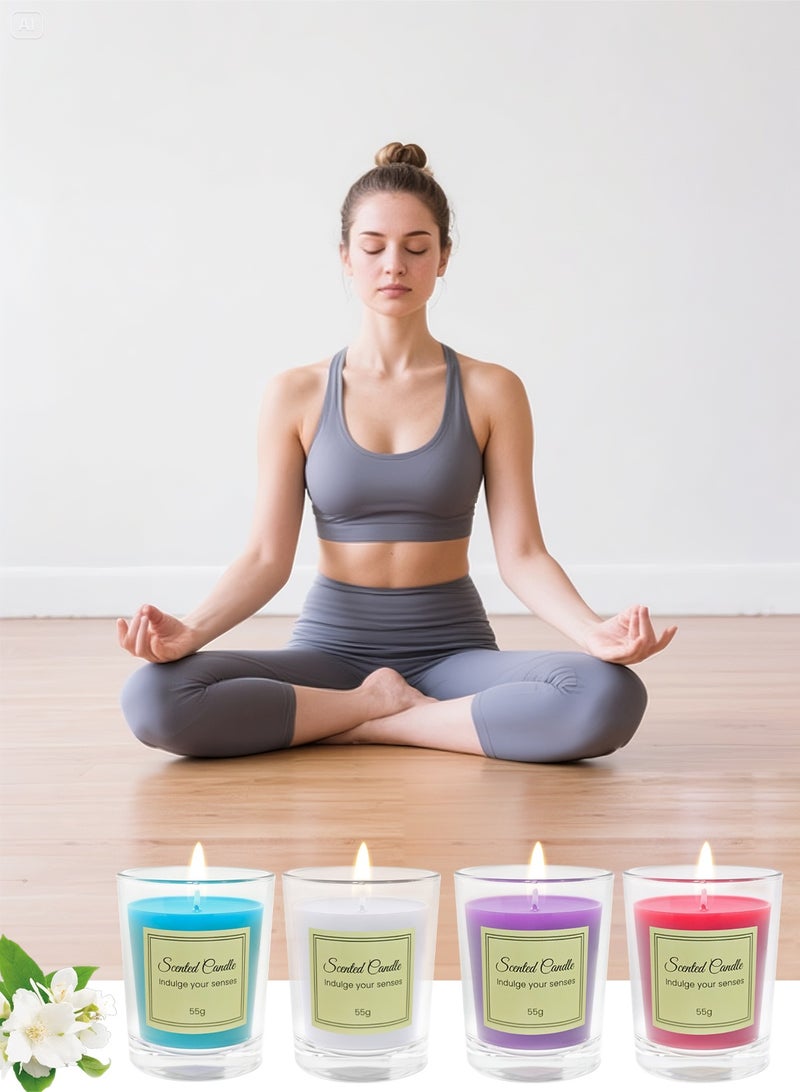 مجموعة هدايا من 6 شموع معطرة للنساء والرجال، شمعة العلاج بالروائح العطرية للمنزل، شموع الصويا الطبيعية هدايا لتخفيف التوتر والتأمل واليوغا والسبا المريح، شمعة عطرية (اللافندر، الجريس الأزرق، الورد، الجاردينيا، فالينا والياسمين)