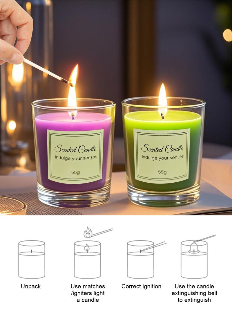 مجموعة هدايا من 6 شموع معطرة للنساء والرجال، شمعة العلاج بالروائح العطرية للمنزل، شموع الصويا الطبيعية هدايا لتخفيف التوتر والتأمل واليوغا والسبا المريح، شمعة عطرية (اللافندر، الجريس الأزرق، الورد، الجاردينيا، فالينا والياسمين)