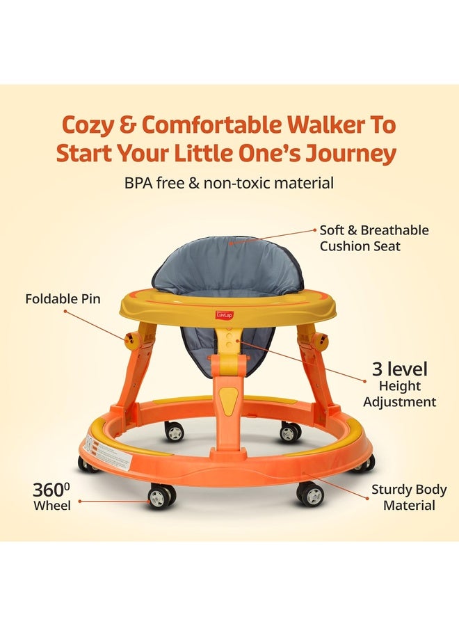 Luvlap Elegant 360° Baby Walkers for 6-18 Months | 3 Level Height Adjustment Walker/Advanced Baby Activity Walker for Kids, Walker for Boys & Girls, Yellow - Image 2
