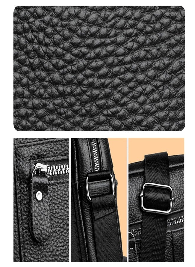 NATISERAUM Men's Crossbody Bag, Genuine Leather Tablet Bag for 8-Inch Devices, Black, Top Grain Leather with Polyester Lining, Lightweight 450g for Travel and Office Use - Image 5