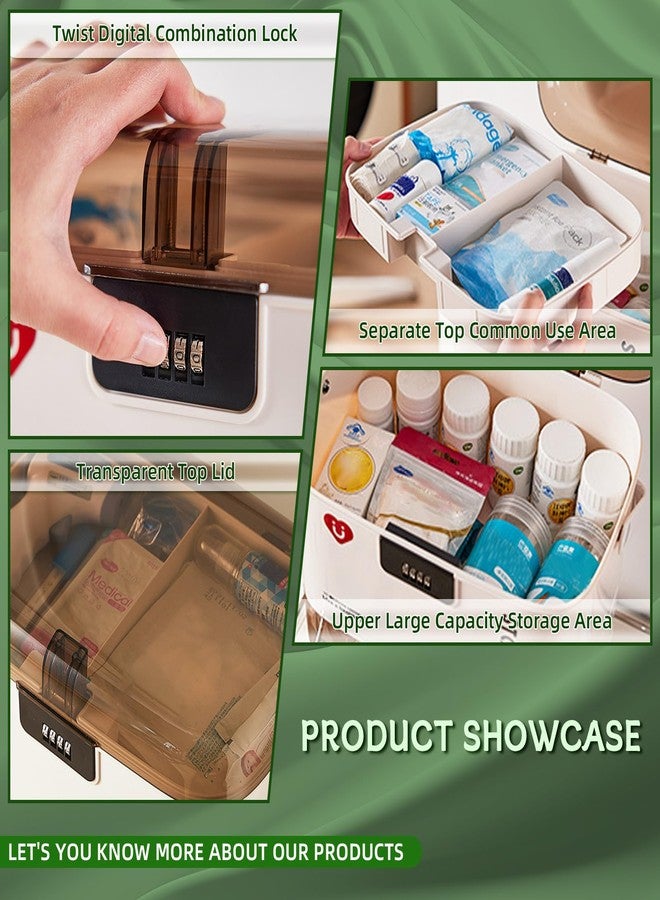 Saim Medicine Lock Box with Code, Multifunctional Storage Box for Medication & Household First Aid Kit,Child-Proof Design, 4 Digit Password, Large Capacity - Without Drawer - Image 4