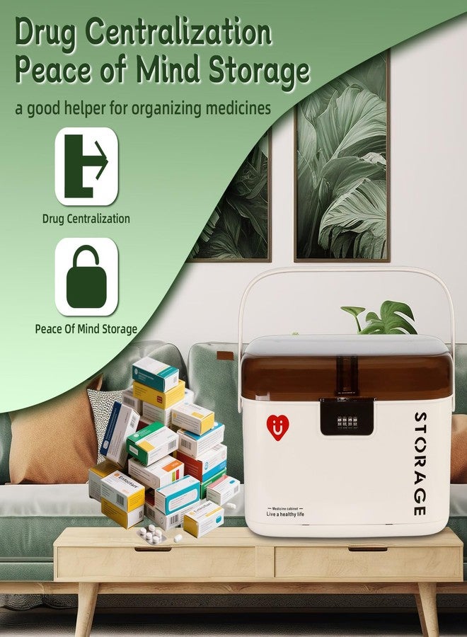 Saim Medicine Lock Box with Code, Multifunctional Storage Box for Medication & Household First Aid Kit,Child-Proof Design, 4 Digit Password, Large Capacity - Without Drawer - Image 5