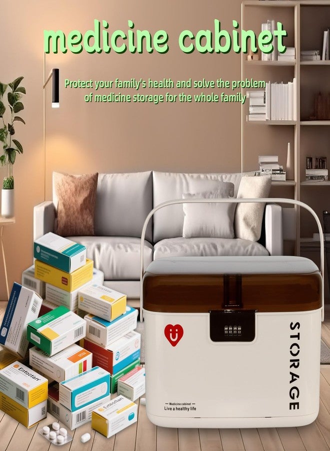 Saim Medicine Lock Box with Code, Multifunctional Storage Box for Medication & Household First Aid Kit,Child-Proof Design, 4 Digit Password, Large Capacity - Without Drawer - Image 3