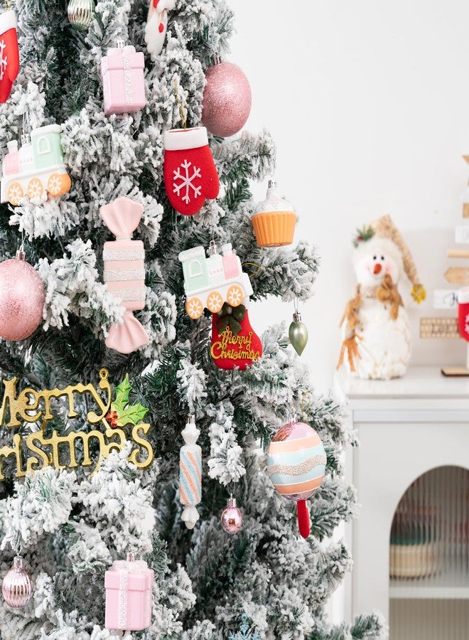 MERRYHEART 80PCS Pastel Christmas Ornaments Set, Assorted Colorful Candy Cake Giftbox Christmas Balls Ornaments, Shatterproof Xmas Baubles Hanging Decorations for Christmas Tree/Party/Holiday (Style 1) - Image 5