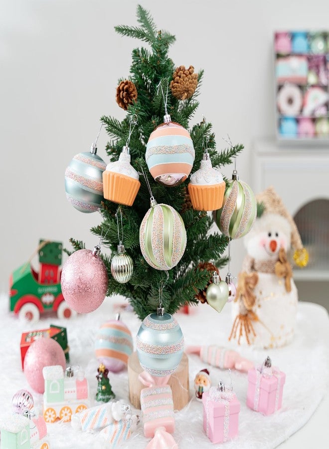 MERRYHEART 80PCS Pastel Christmas Ornaments Set, Assorted Colorful Candy Cake Giftbox Christmas Balls Ornaments, Shatterproof Xmas Baubles Hanging Decorations for Christmas Tree/Party/Holiday (Style 1) - Image 3