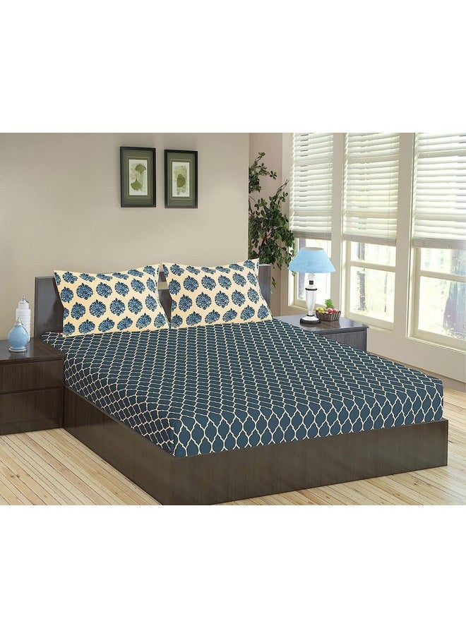 Trance Home Linen 200TC 100% Cotton King Size Printed Bedsheet | Bedding Set of King Size Flat Bed Cover with 2 Pillow Covers (108x108 inch | 9ft x 9ft - Dori & Damask - Blue) - pzsku/Z59FDE90F1DBDADA02FB0Z/45/_/1737806216/c5e4b05f-048c-4582-9d05-0b3d8b033d8c