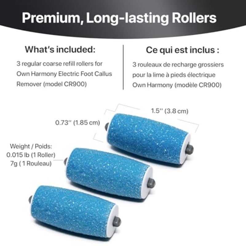 Replacement Rollers for Electric Callus Remover CR900 Foot Care Solution for Smooth Healthy Feet Ideal for Pedicure and Callus Removal 3 Pack Replacement Rollers with Regular Coarse Texture for Effective Exfoliation - Image 4