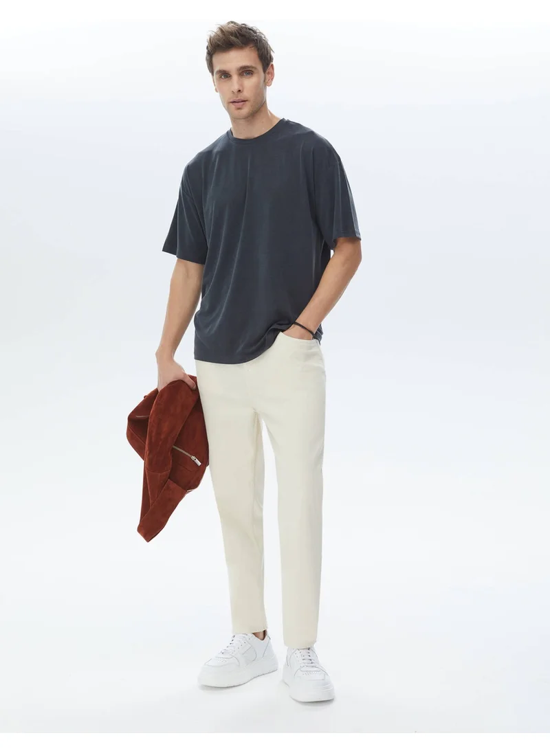 Kip Anthracite Plain Crew Neck T-Shirt