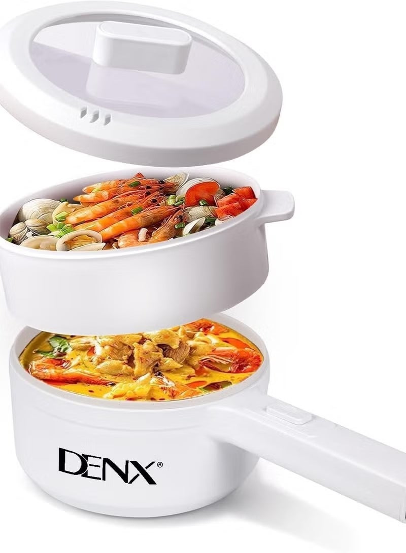 دينكس طنجرة طهي كهربائية صغيرة سعة 2 لتر من دينكس مع جهاز بخار وتحكم في درجة الحرارة، مقلاة شابو، مقلاة كهربائية، للنودلز والبيض وشرائح اللحم ودقيق الشوفان والشوربة، DX1769 - Image 1