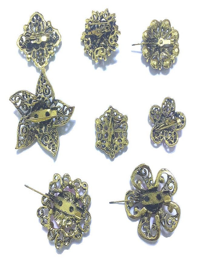 Ezing Lot 36pc Crystal Flower Brooches Pins Wholesale for DIY Wedding Bouquet (C) - Image 3