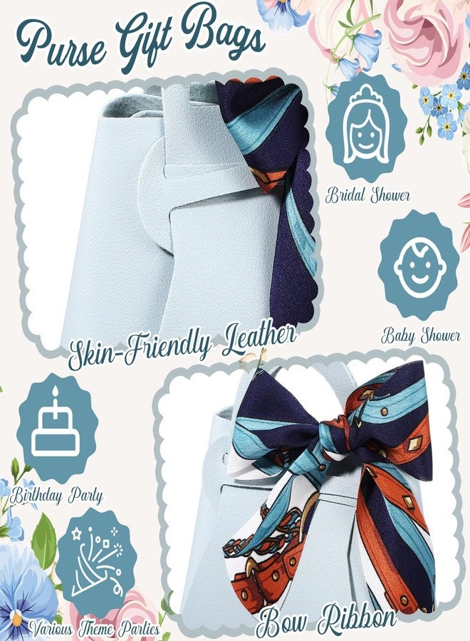 Abbylike 18 Pcs PU Leather Wedding Candy Bags with Ribbon Handle Purse Party Favor Bags for Wedding Baby Showers Birthday (Blue) - Image 4