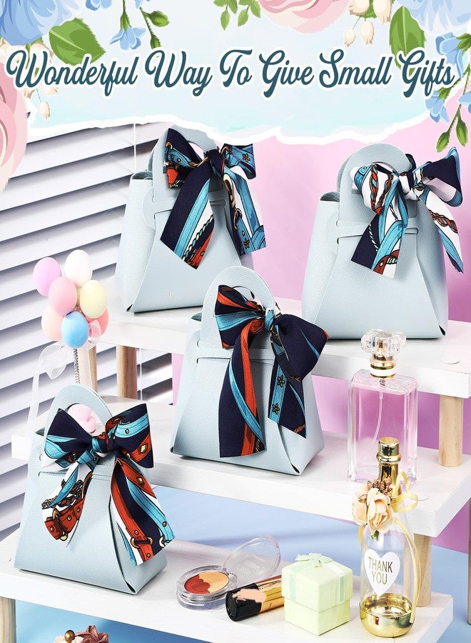 Abbylike 18 Pcs PU Leather Wedding Candy Bags with Ribbon Handle Purse Party Favor Bags for Wedding Baby Showers Birthday (Blue) - Image 5