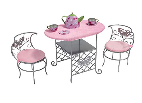Badger Basket Elegant Tea Time Metal Doll Table and Chair Set with Accessories for 18 to 20Inch Dolls  Perfect for Playtime Tea Parties - Image 1