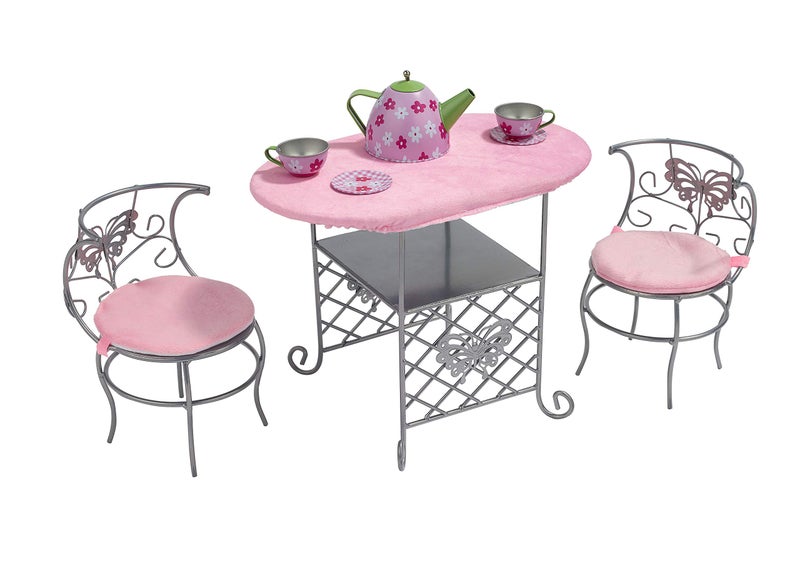 Badger Basket Elegant Tea Time Metal Doll Table and Chair Set with Accessories for 18 to 20Inch Dolls  Perfect for Playtime Tea Parties - Image 2