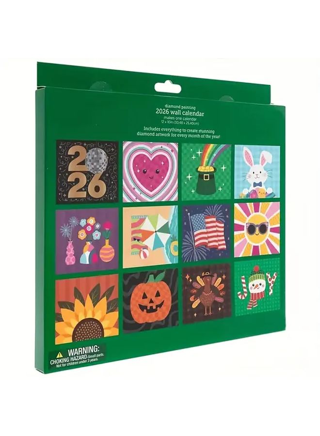 2026 Colourful DIY Diamond Painting Wall Calendar Kit 12 Month Flip Calendar with 95 Plus Gemstones Monthly To Do List and Color Coded Tabs January 2026 to December 2026 Complete Craft for Home Office Decoration All Ages Activity - Image 1