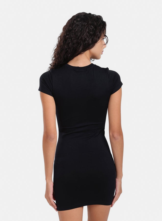 Carina Women's Slim-Fit Short-Sleeve Mini Dress - Black - Image 3