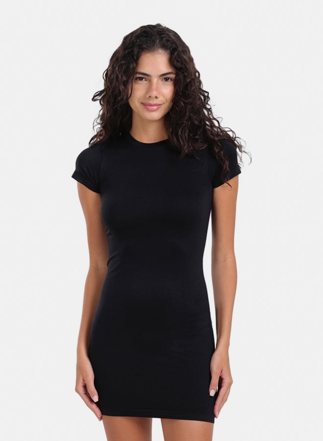 Carina Women's Slim-Fit Short-Sleeve Mini Dress - Black - Image 1