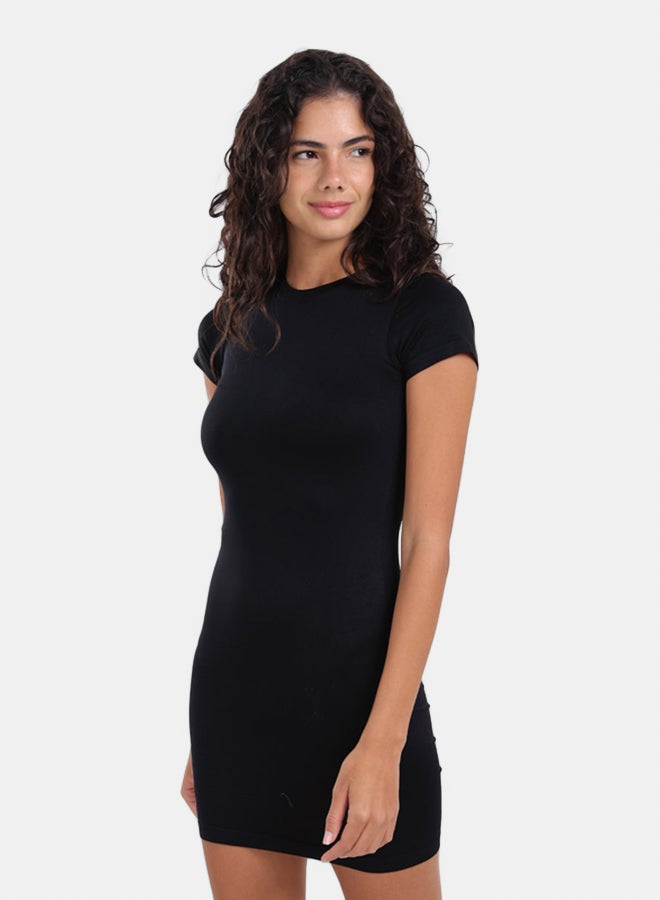 Carina Women's Slim-Fit Short-Sleeve Mini Dress - Black - Image 2