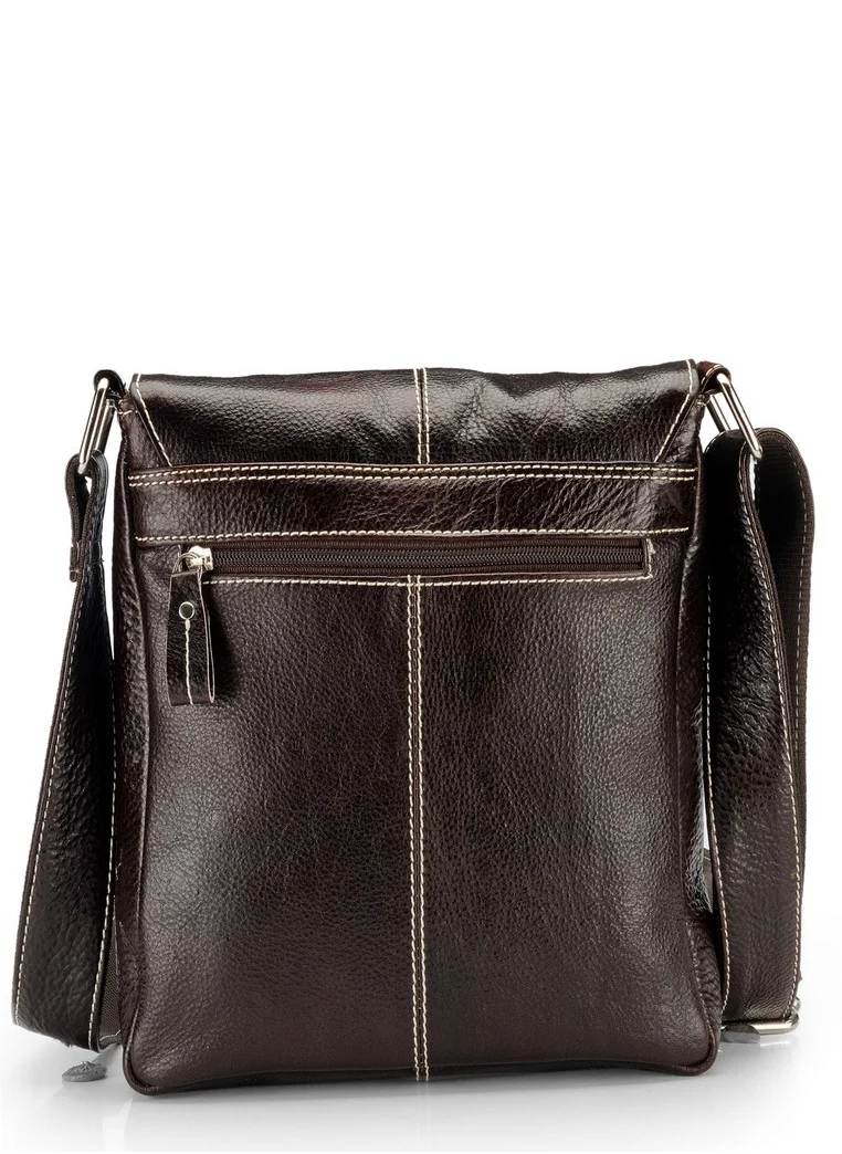 تيك وود Real Genuine Leather Messenger Crossbody Bag Brown