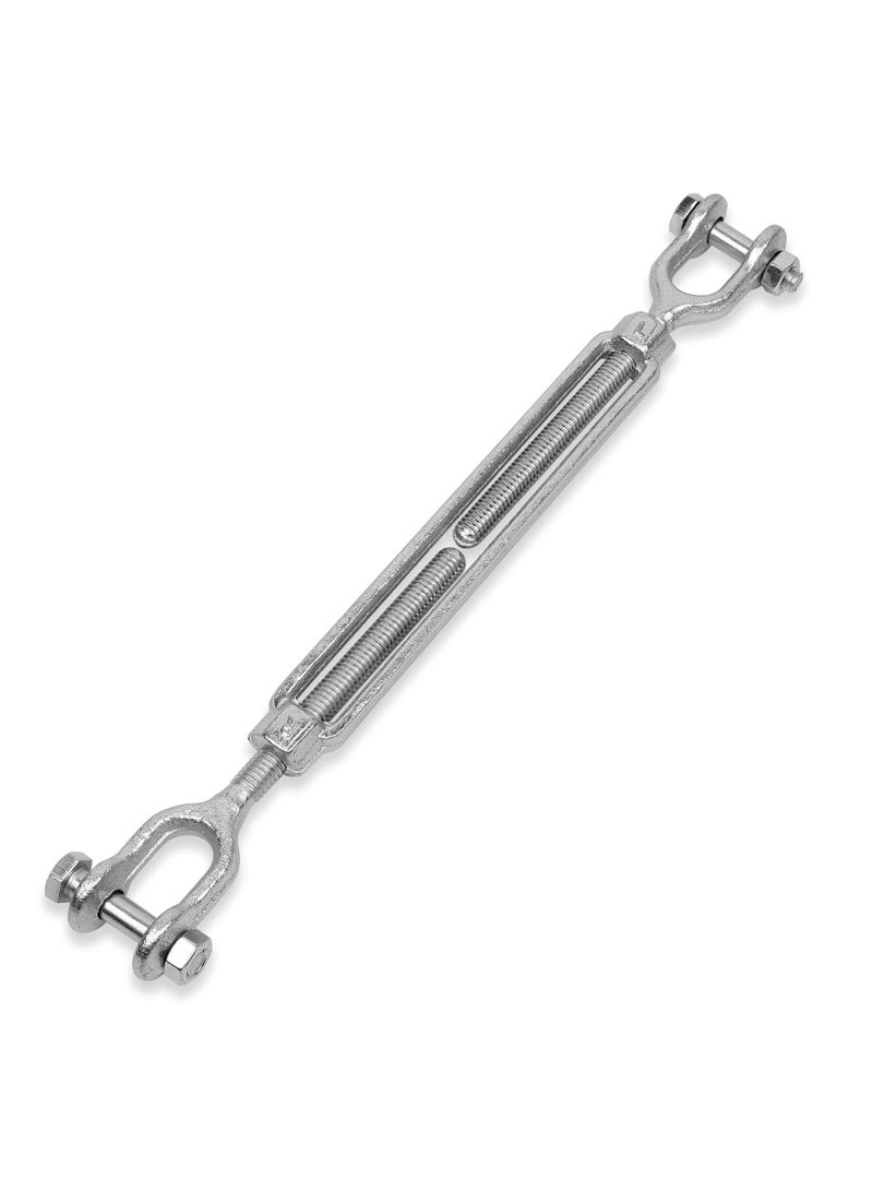Hot Dipped Galvanized Steel Jaw and Jaw Turnbuckle - Heavy Duty Turnbuckle Closed Body Jaw, 1/2 Threaded Diameter x 18, 3500 lbs Working Load Limit - Durable, Weather Resistant for Wire Rope Cable - Image 1